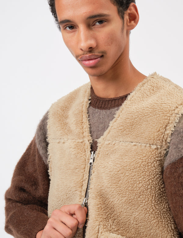 Coor Reversible Eco Shearling Vest - Dark Brown