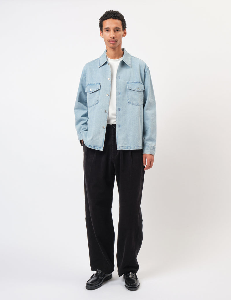 Coor Oversized Two Pocket Denim Shirt - Washed Blue