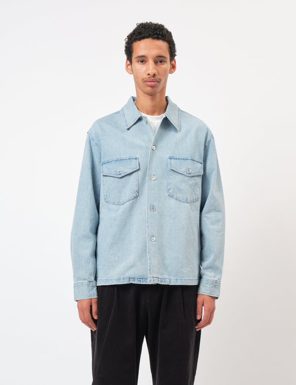 Coor Oversized Two Pocket Denim Shirt - Washed Blue