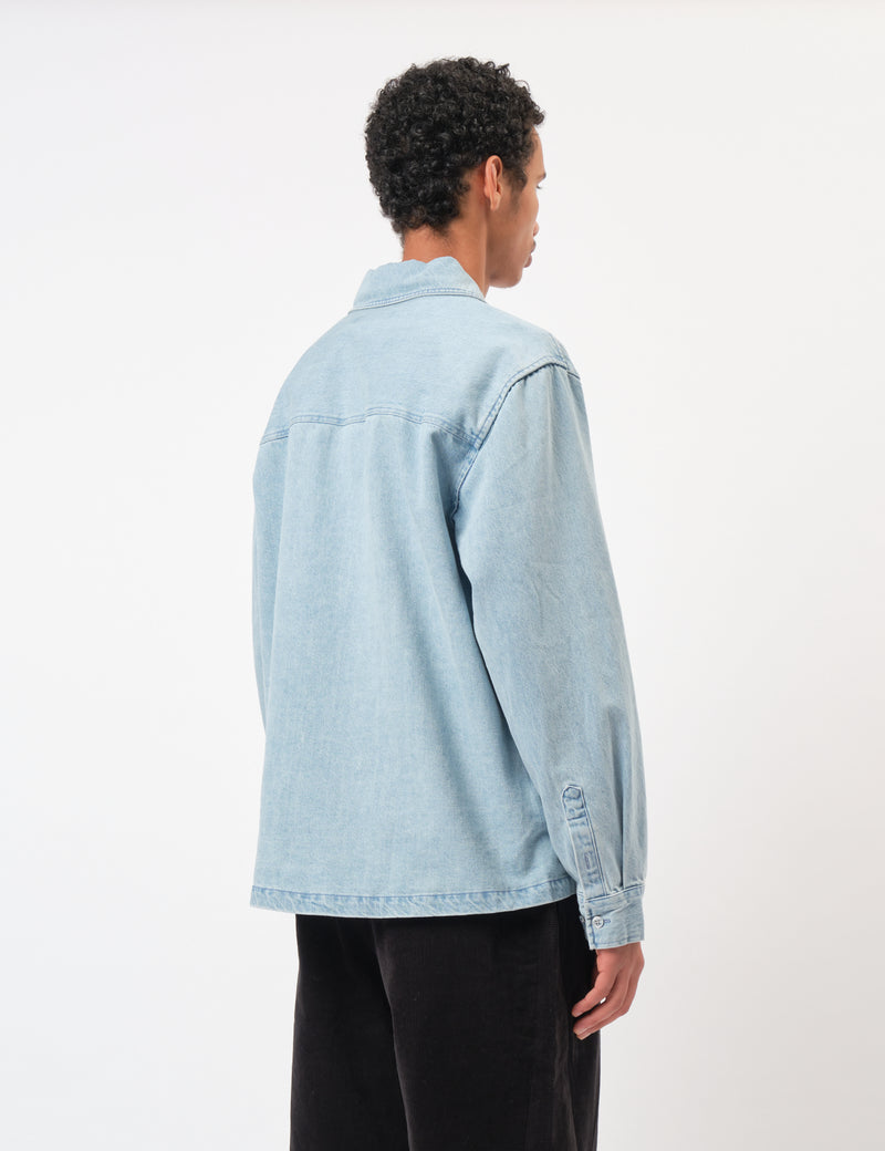 Coor Oversized Two Pocket Denim Shirt - Washed Blue