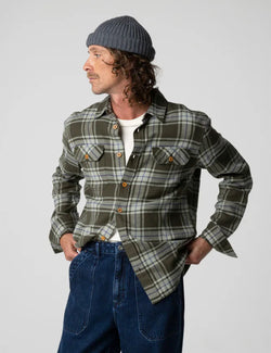 Finisterre Beardsmore Timber Check Shirt - Green