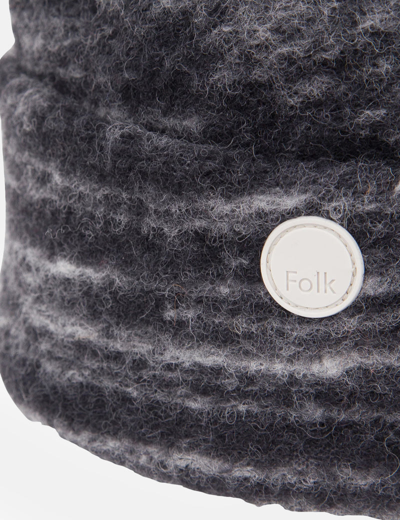Folk Fleece Beanie (Wool Polka) - Slate Grey