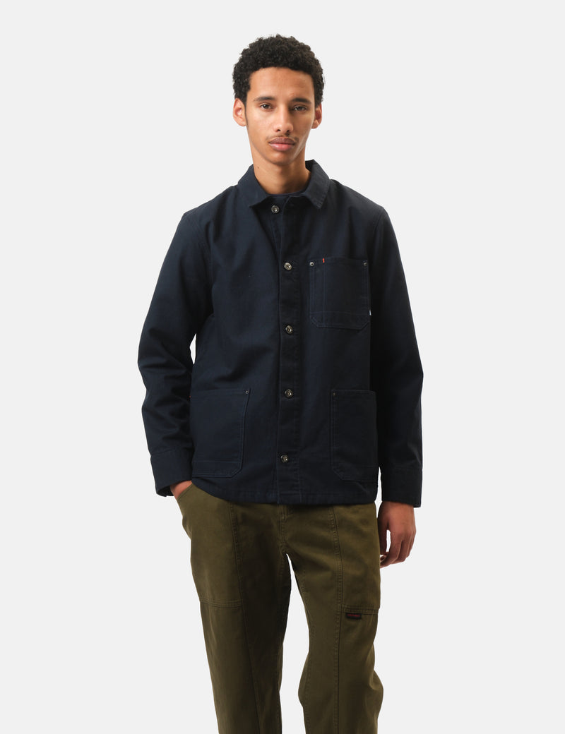 Finisterre Basset Flannel Lined Jacket - Navy Blue