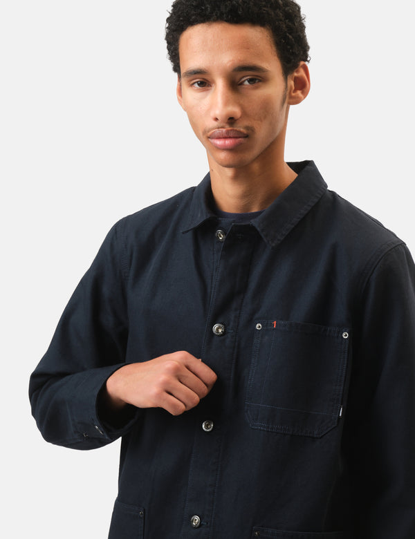 Finisterre Basset Flannel Lined Jacket - Navy Blue
