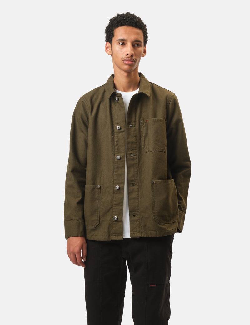 Finisterre Basset Flannel Lined Jacket - Olive Green