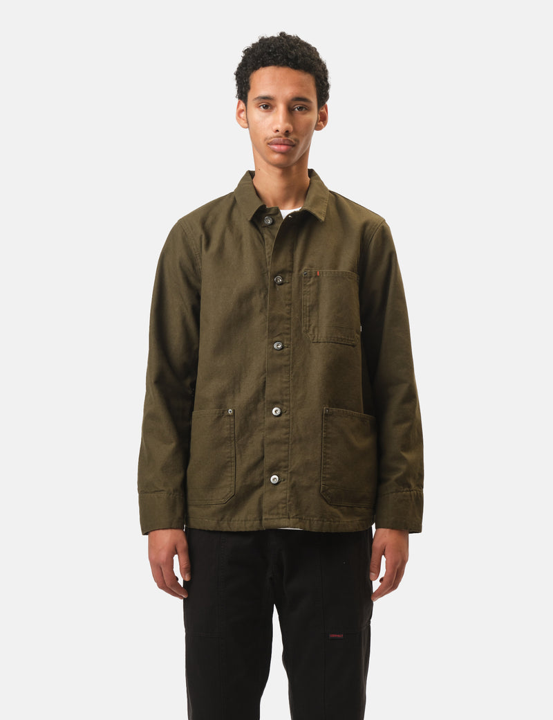 Finisterre Basset Flannel Lined Jacket - Olive Green