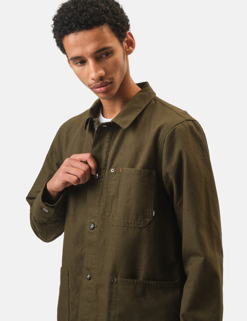 Finisterre Basset Flannel Lined Jacket - Olive Green