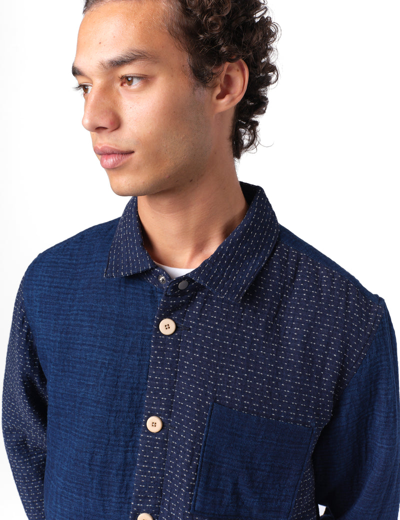 Folk Assembly Patchwork Waffle Jacket - Indigo Blue