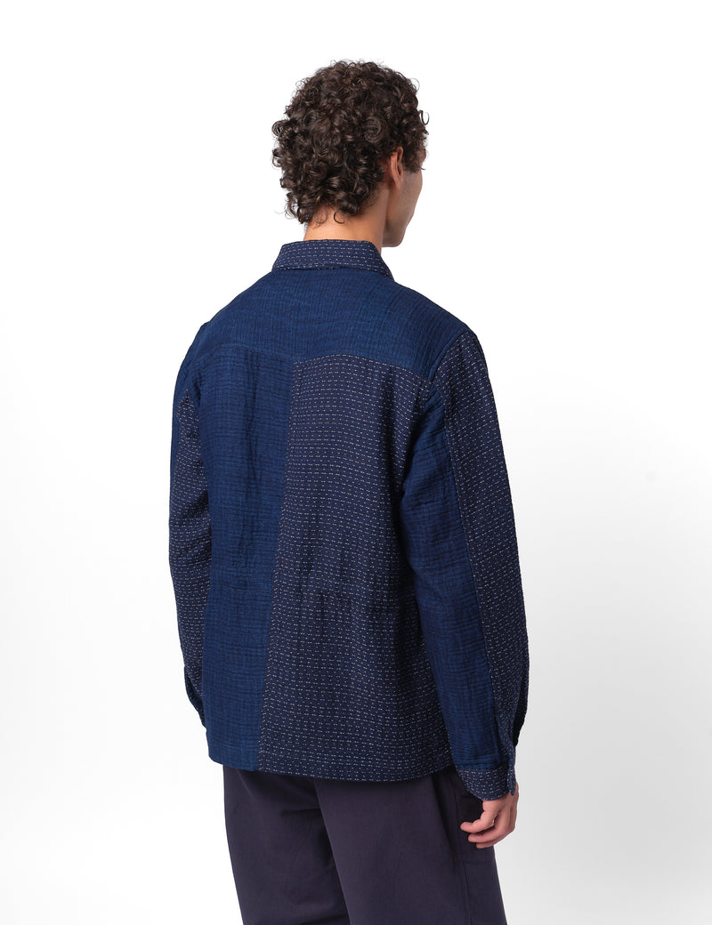 Folk Assembly Patchwork Waffle Jacket - Indigo Blue