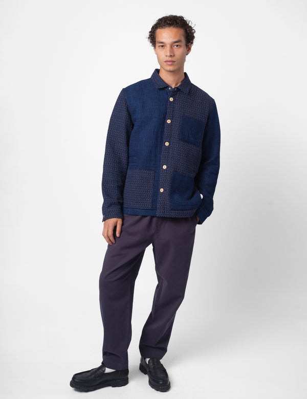 Folk Assembly Patchwork Waffle Jacket - Indigo Blue