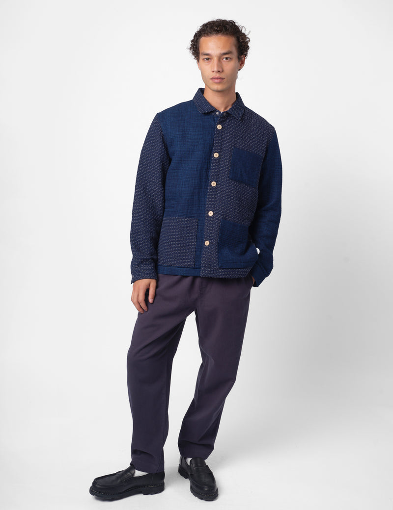 Folk Assembly Patchwork Waffle Jacket - Indigo Blue
