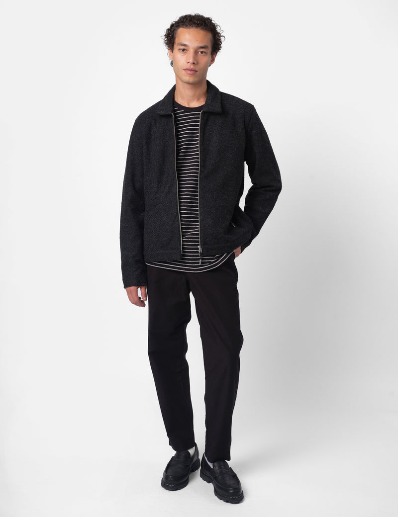 Folk Signal Blouson Jacket - Charcoal Wool Twill