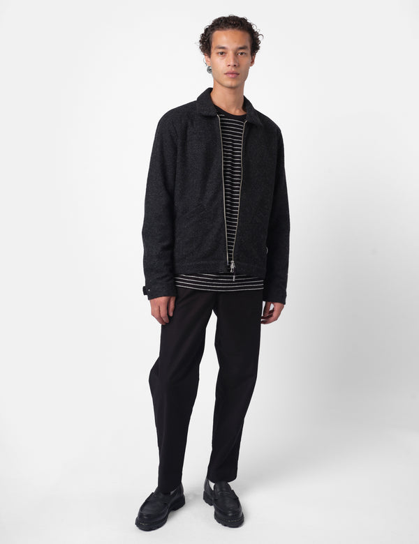 Folk Signal Blouson Jacket - Charcoal Wool Twill