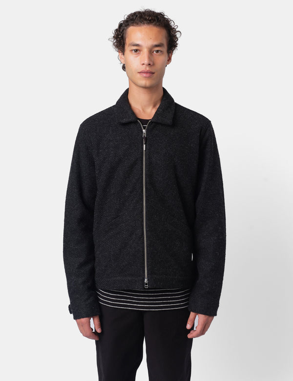 Folk Signal Blouson Jacket - Charcoal Wool Twill