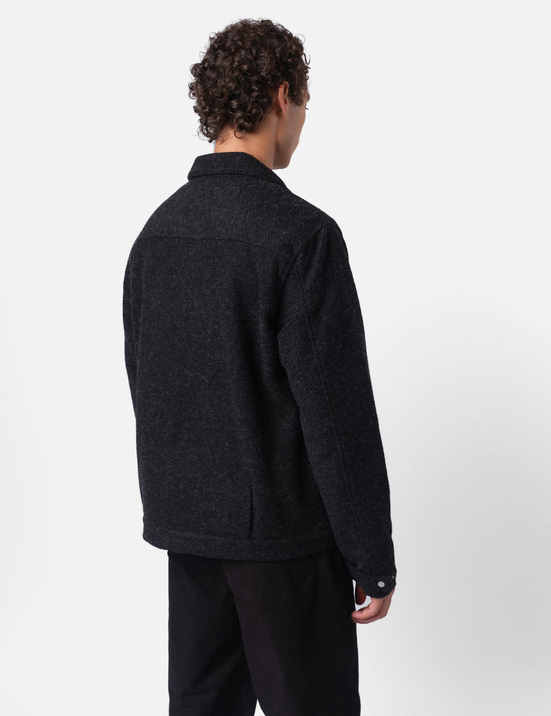 Folk Signal Blouson Jacket - Charcoal Wool Twill