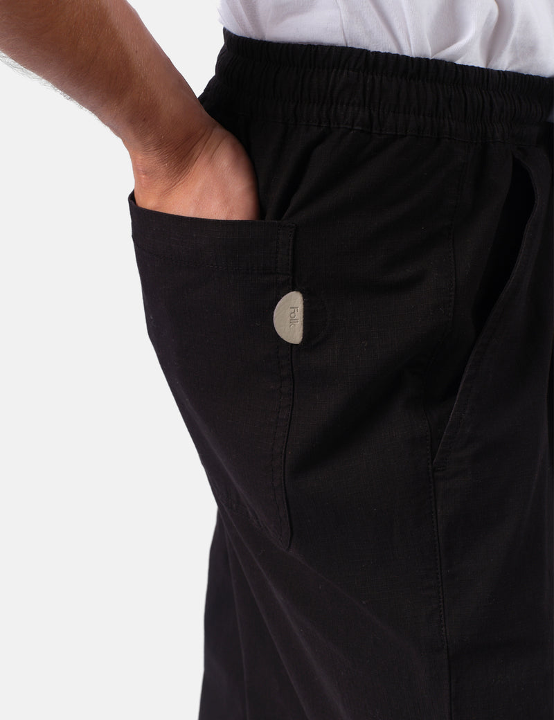 Folk Drawcord Loose Ripstop Trouser - Black