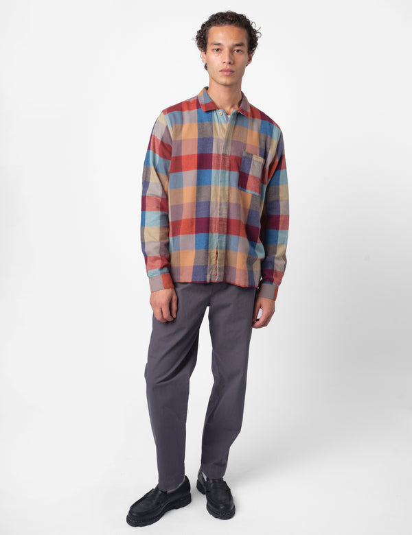 Folk Patch Shirt - Crimson Blue
