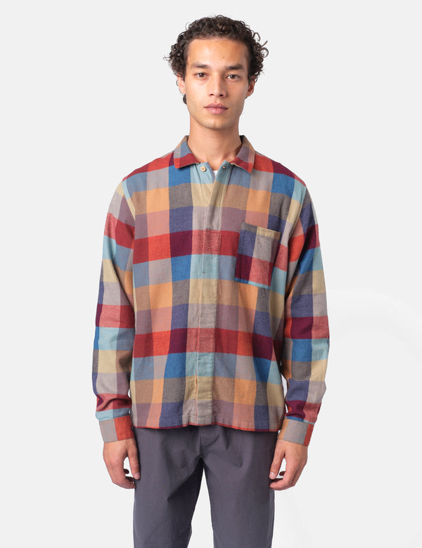 Folk Patch Shirt - Crimson Blue