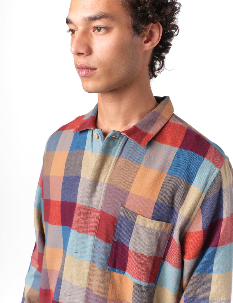 Folk Patch Shirt - Crimson Blue