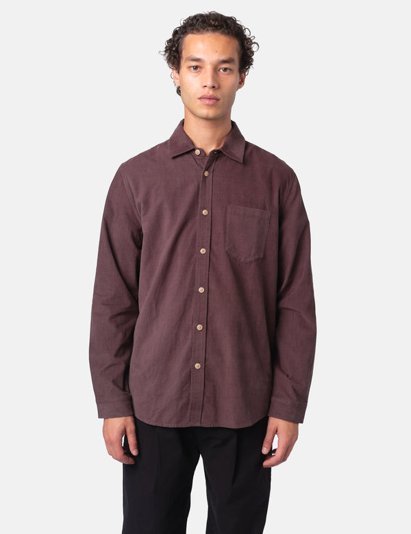 Folk Direction Baby Cord Shirt - Black Grape