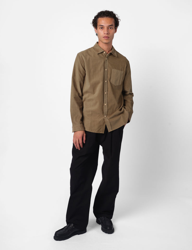 Folk Direction Baby Cord Shirt - Olive Green