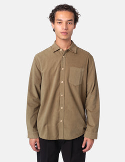 Folk Direction Baby Cord Shirt - Olive Green