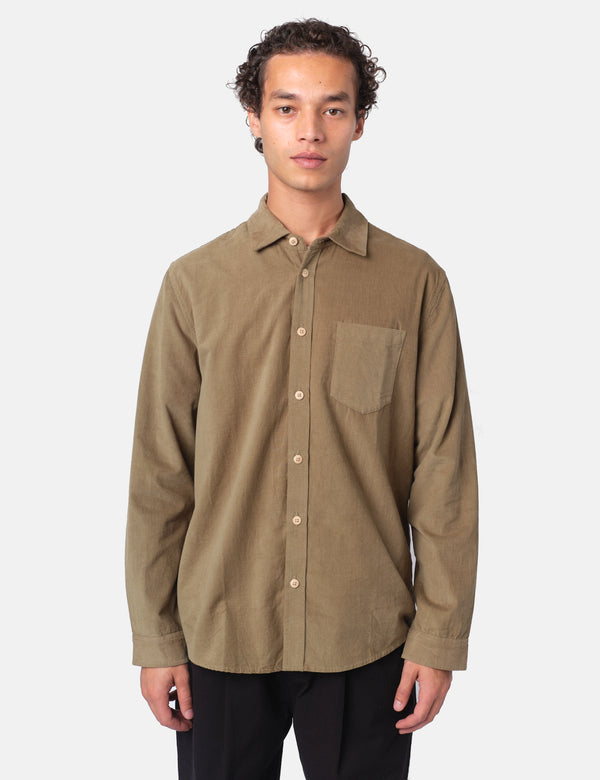 Folk Direction Baby Cord Shirt - Olive Green