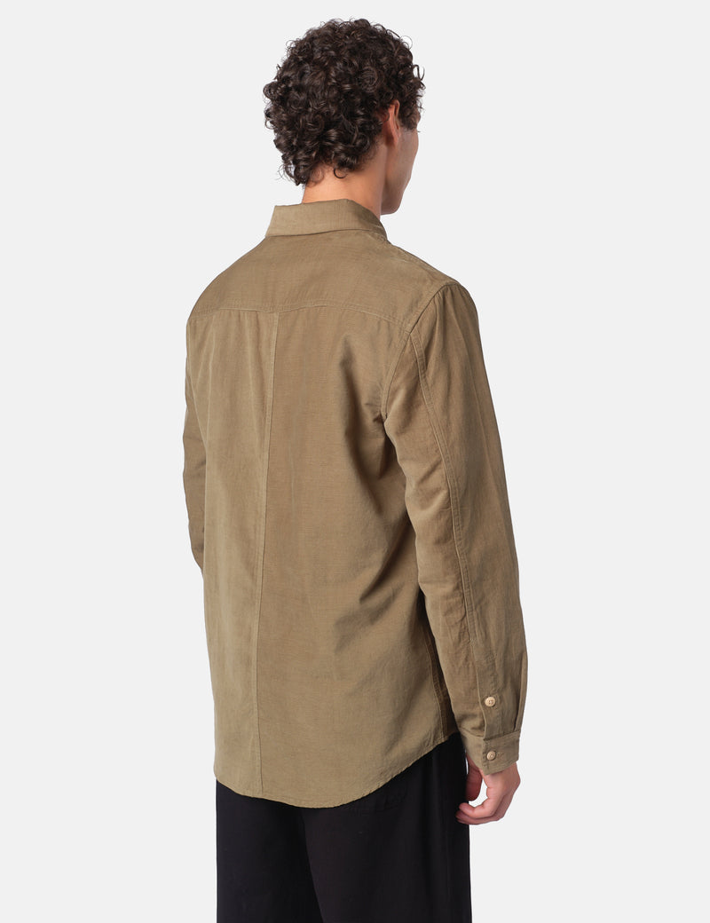 Folk Direction Baby Cord Shirt - Olive Green