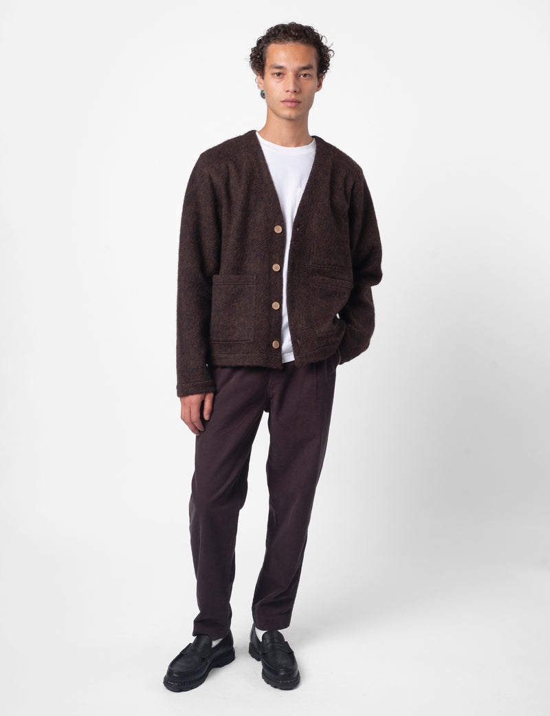 Folk Pocket Brushed Wool Cardigan - Navy/Espresso