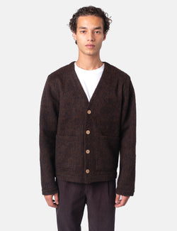 Folk Pocket Brushed Wool Cardigan - Navy/Espresso