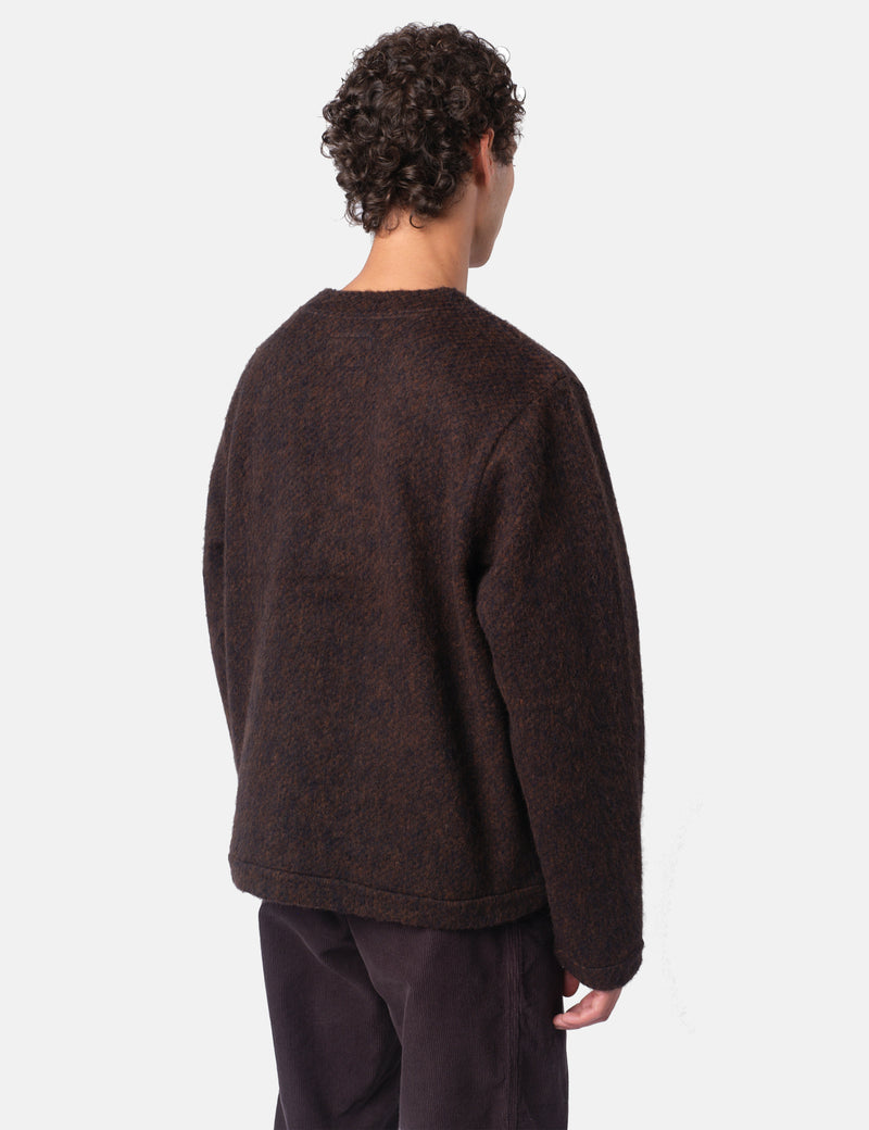 Folk Pocket Brushed Wool Cardigan - Navy/Espresso