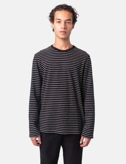 Folk Textured Stripe Long Sleeve T-Shirt - Black/Ecru