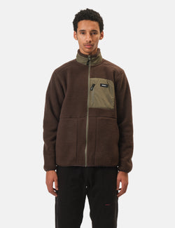 Finisterre Bolster Full Zip Fleece - Burnt Umber/Olive Green
