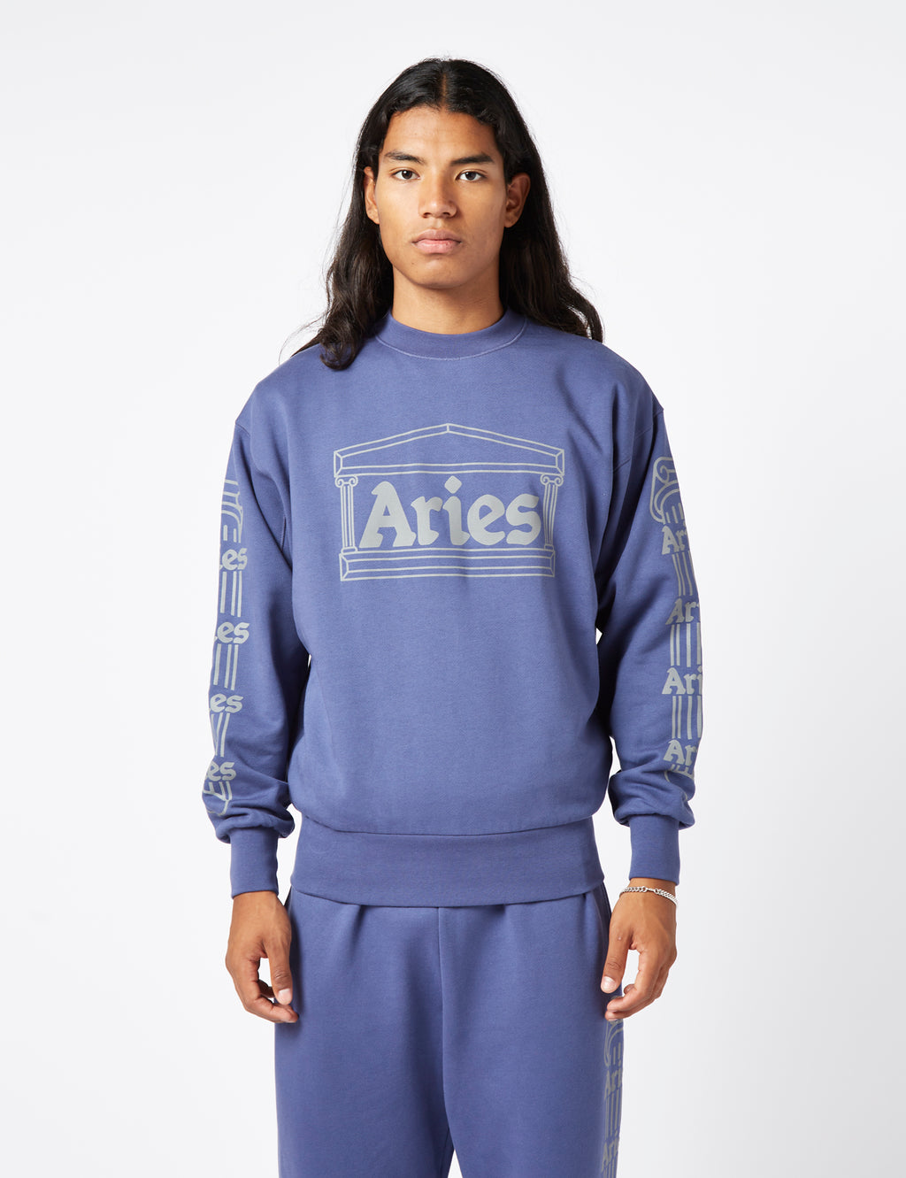 Aries Reflective Column Sweatshirt - Navy Blue I Article.