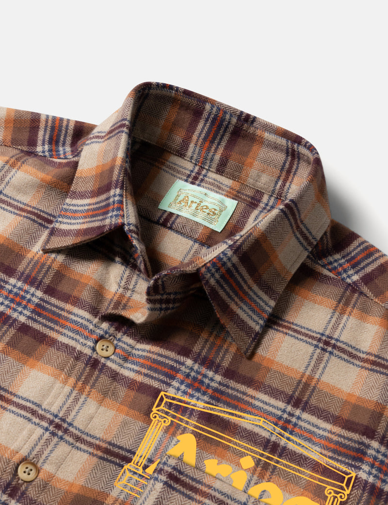 Chemise en flanelle à carreaux Aries - Rouge brique