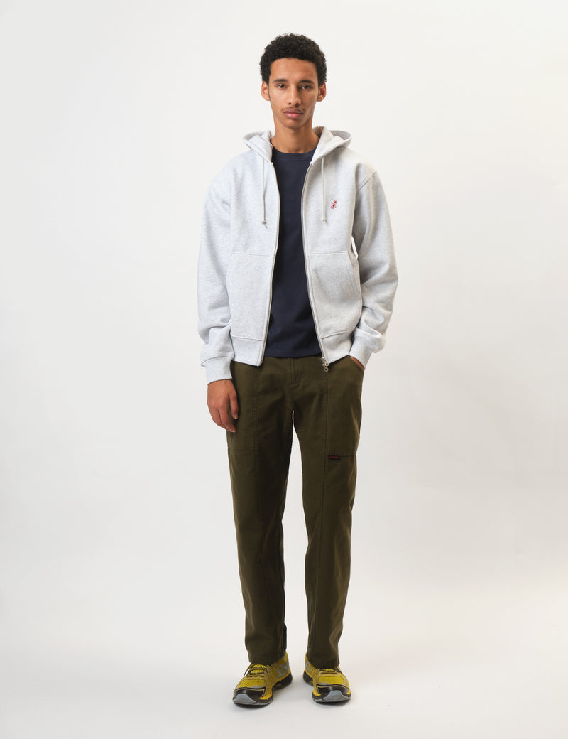 Gramicci One Point Zip Hooded Sweatshirt - Heather Ash Grey
