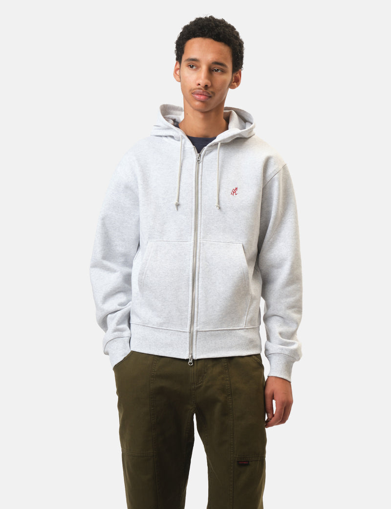 Gramicci One Point Zip Hooded Sweatshirt - Heather Ash Grey