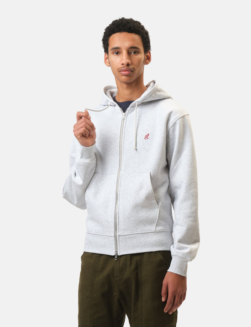 Gramicci One Point Zip Hooded Sweatshirt - Heather Ash Grey