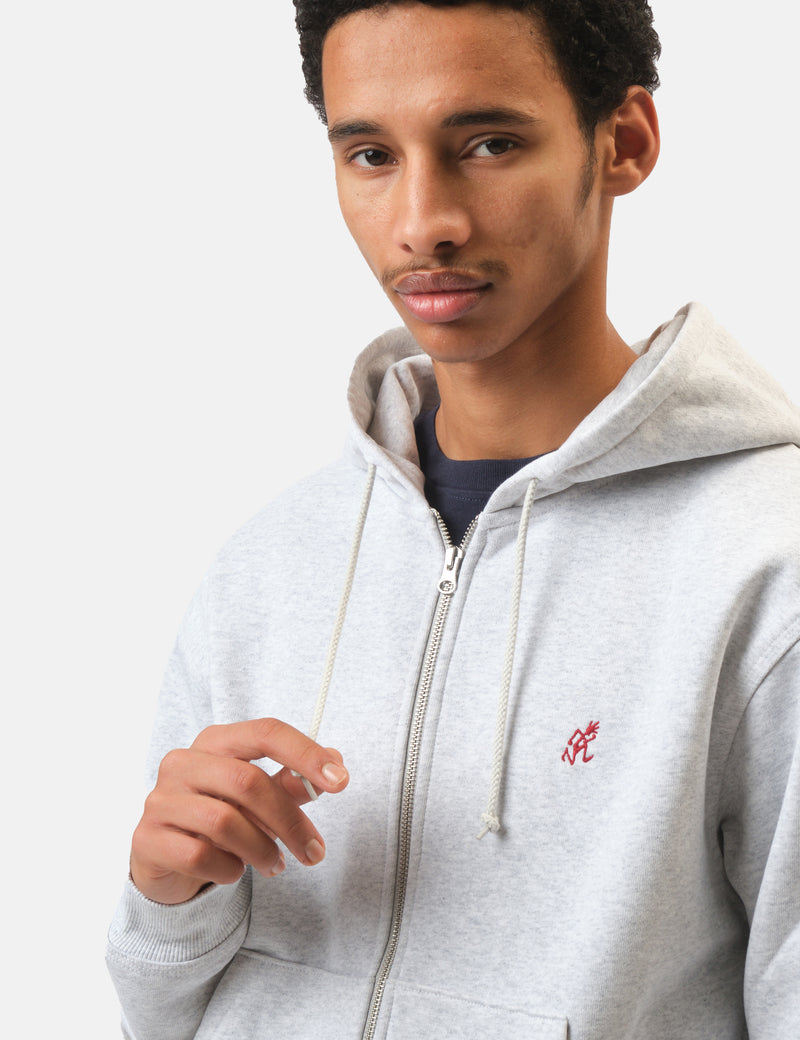 Gramicci One Point Zip Hooded Sweatshirt - Heather Ash Grey