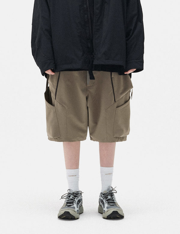 GOOPiMADE MWS-01 "Hydrodynamics" Utility Zip-Shorts - Ochre Green