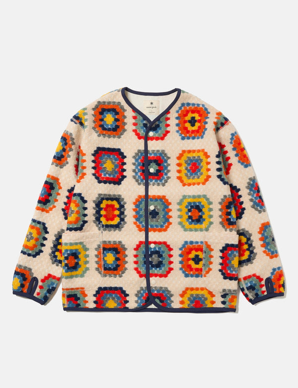 Snow Peak Wool Jacquard Cardigan - Ivory