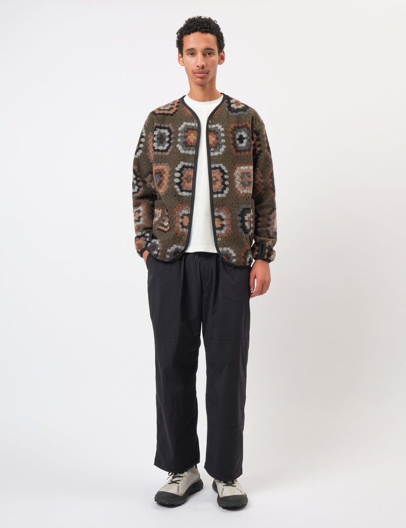 Snow Peak Wool Jacquard Cardigan - Olive Green