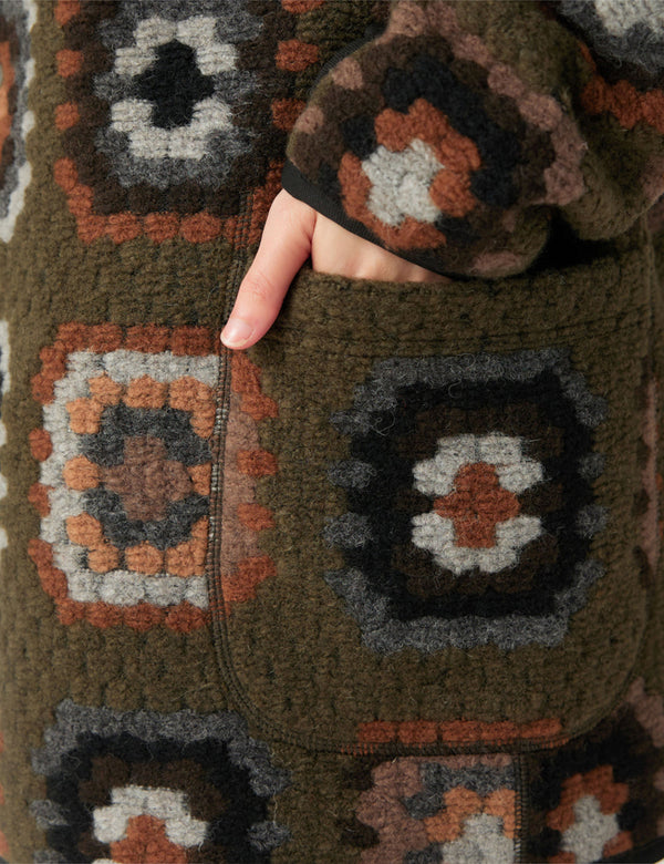 Snow Peak Wool Jacquard Cardigan - Olive Green