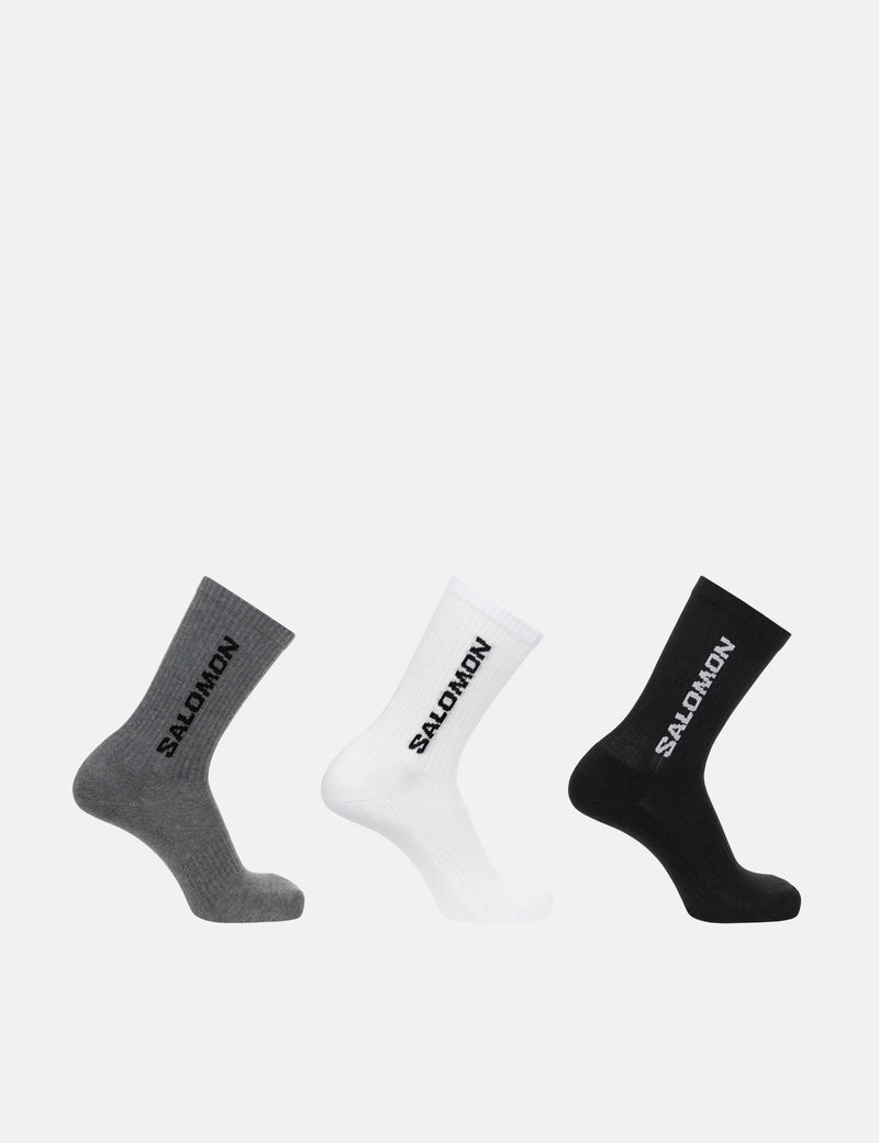Salomon Everyday Crew Socks (3-Pack) - Black/White/Med Grey Melange