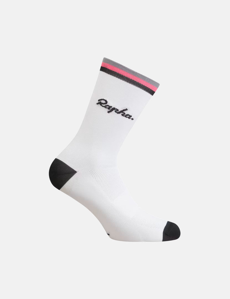 Rapha Logo Socks - White/Black/Pink