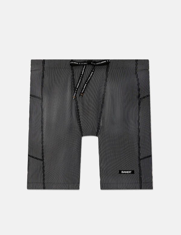 Bandit Striped Cadence 7" Pocket Half Tights - Black with Chalk