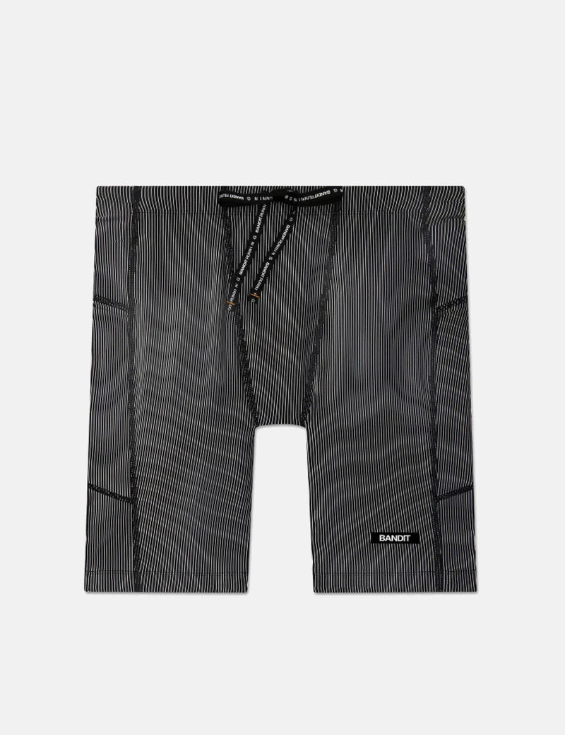 Bandit Striped Cadence 7" Pocket Half Tights - Black with Chalk