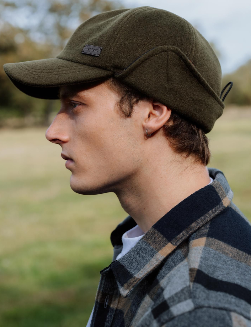 Barbour Lewis Ear Flap Cap Olive Green Article