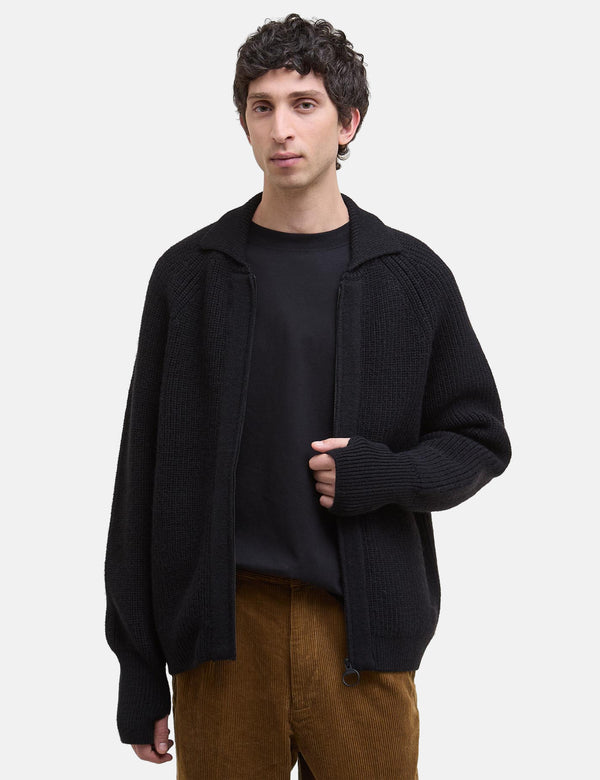 Barbour Garthman Knitted Zip Through Sweater - Black