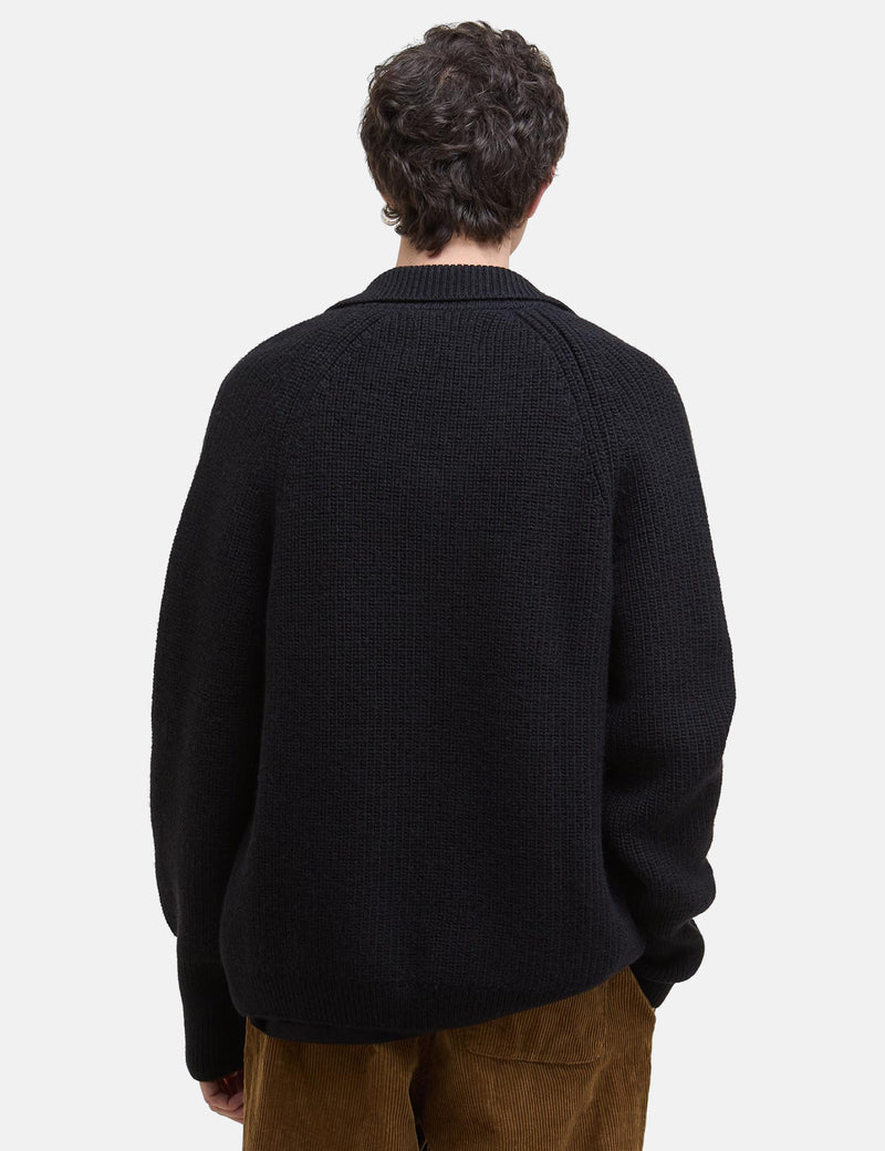 Barbour Garthman Knitted Zip Through Sweater - Black